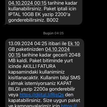 Turkcell Kullanılmayan İnternet Paketinin Hızla Tükenmesi