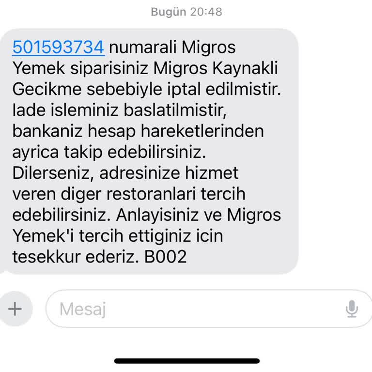 Migros Siparişimi Bir Saat Sonra İptal Ettiler