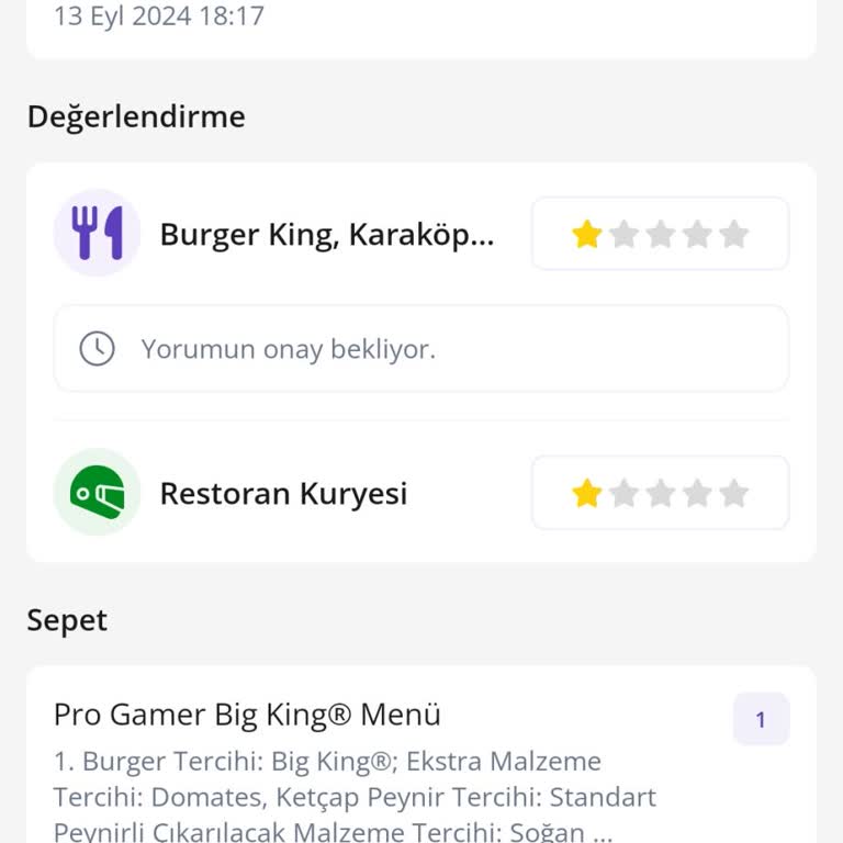Burger King 3 Saat Bekletilip Sipariş Teslim Edilmedi