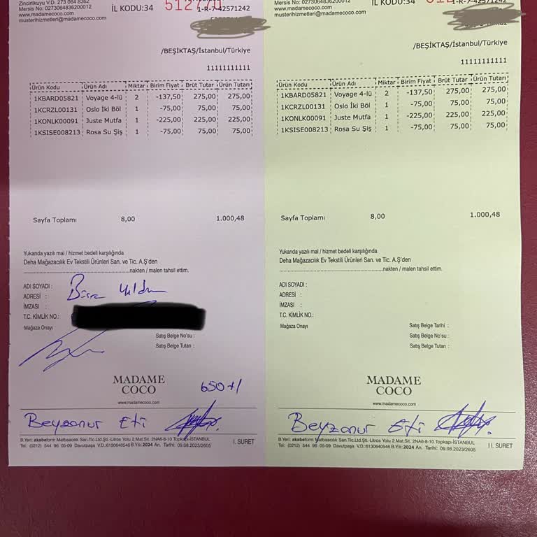 Madame Coco Ürün İade Yapılamaması