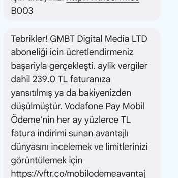 Vodafone Pay Habersiz Yapılan Abonelik Ve Haksız Yere Faturama Yansıtılan Ücret