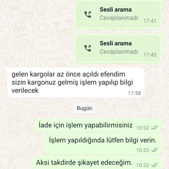 Mubb İade Değişim İçin Hiçbir Şekilde Yardımcı Olmuyor.