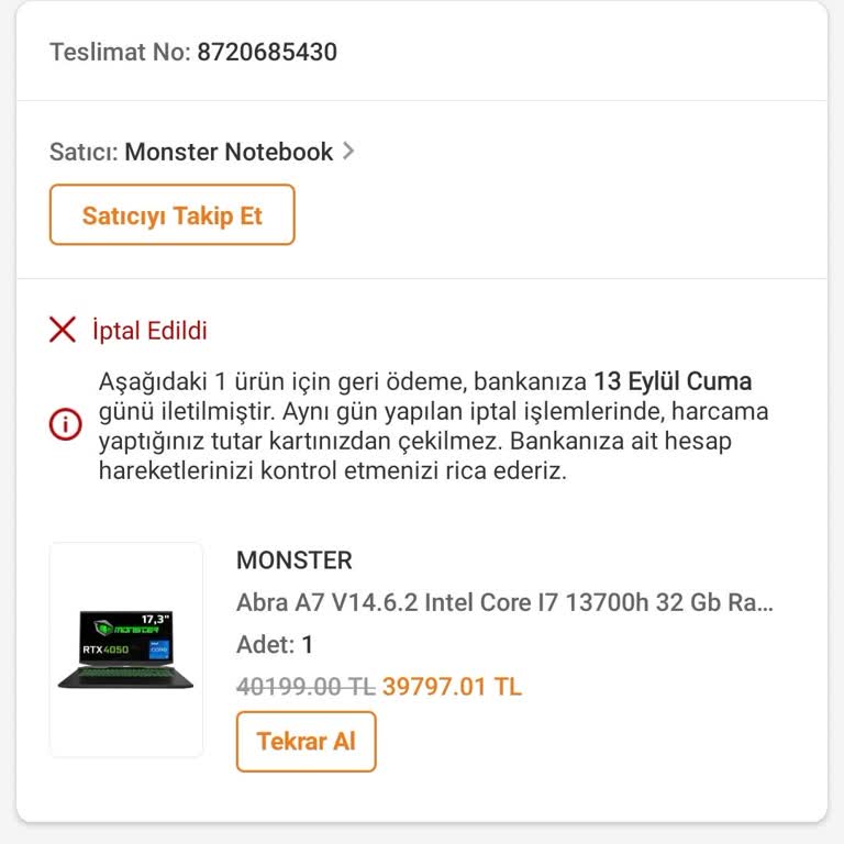 Trendyol Taksitli Alışverişimi İptalini Tek Seferde Talep Ediyorum