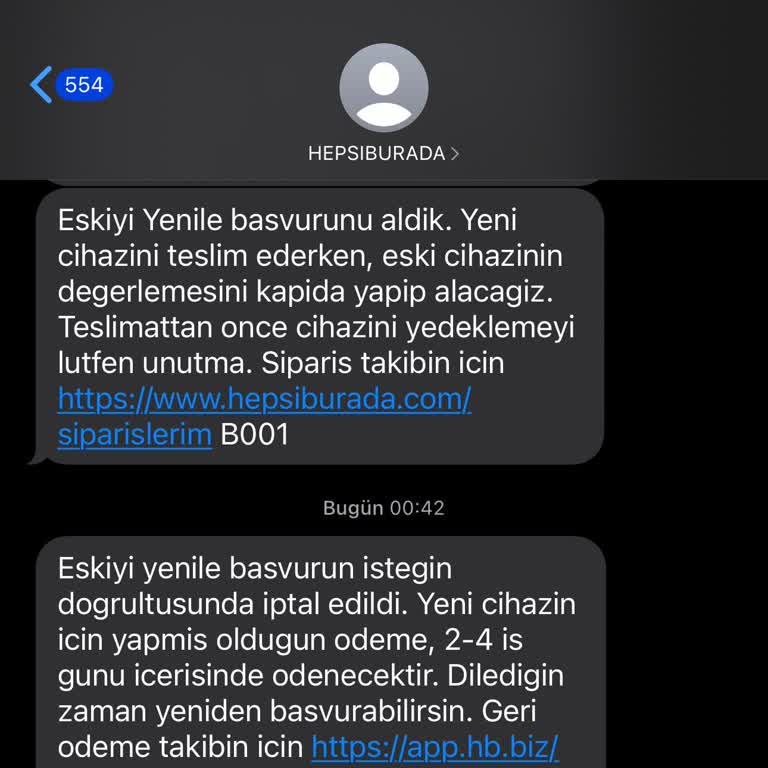Hepsiburada Talebim Dışında İptal Edilen Sipariş