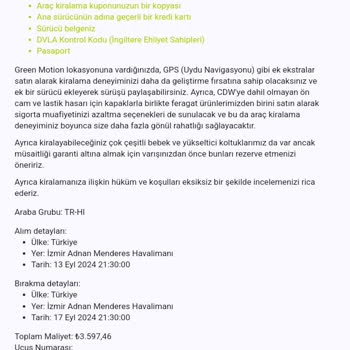 Greenmotion Car Rental Rezervasyon Olmasına Rağmen Mağdur Edildim