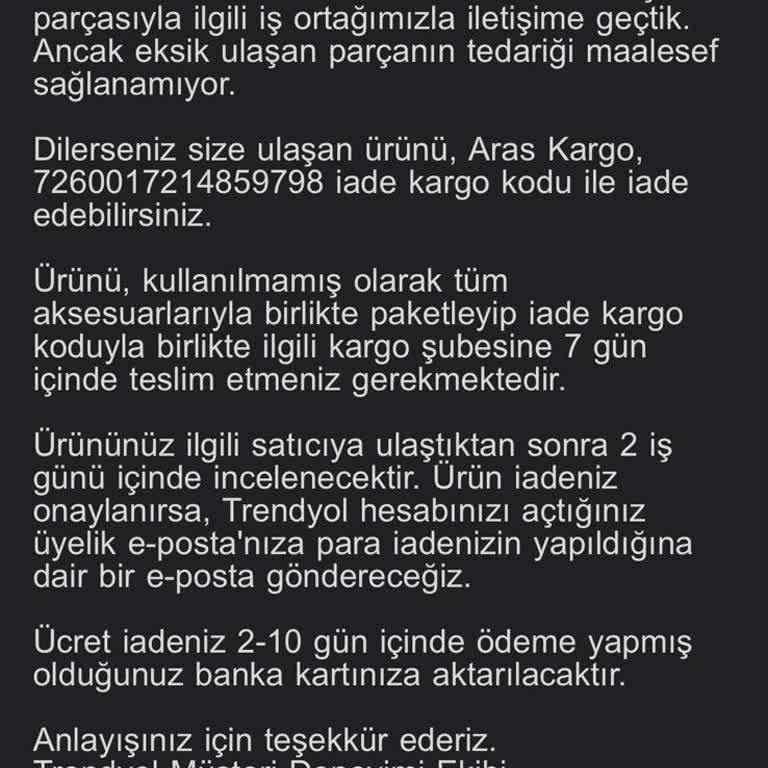 Trendyol Eksik Ürün Teslimatı Ve Müşteri Hizmetleri Sorunu