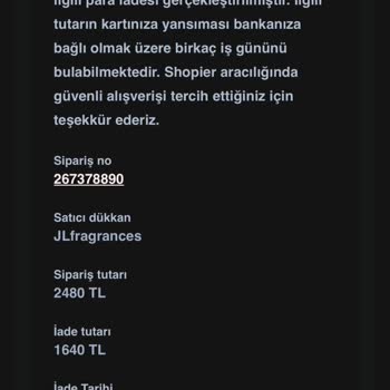 John Lucas Fragrances Teslim Edilmeyen Sipariş