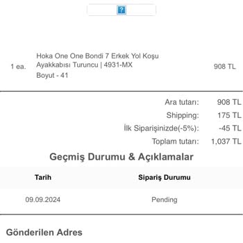 Hokaoneoneturkey.cc Askıda Bekleyen Sipariş