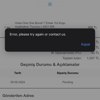 Hokaoneoneturkey.cc Askıda Bekleyen Sipariş