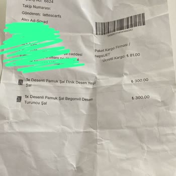 Latte Scarf Yanlış Ürün Gönderimi Mağduriyeti