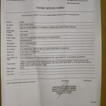 Xiaomi Note 11 Sıvı Temas, Garanti Dışı, Firma Seçenek Sunmuyor