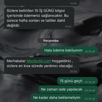 Mazi Butik Geri İade Yapılmama
