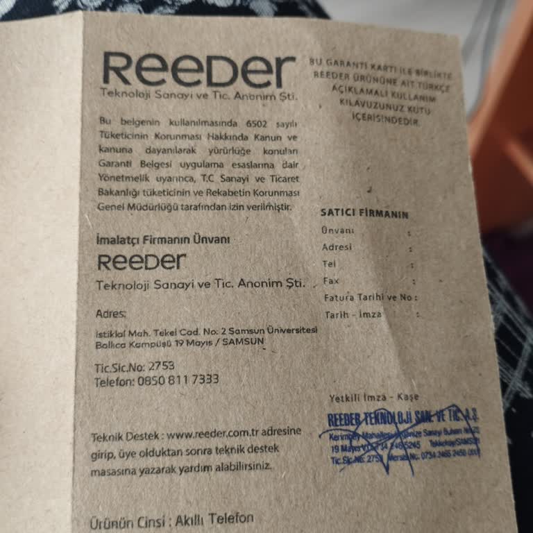 Reeder S19 Kutu İçeriği