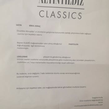Boyner 'den Aldığım Altınyıldız Pantolonda Sorun Çıktı.