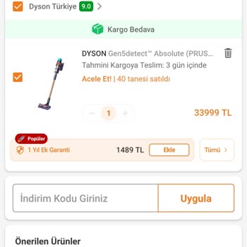 Trendyol Dyson İndirim Kuponu Kullandırmıyor