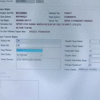 Aras Kargo Eksik Malzeme Teslimi