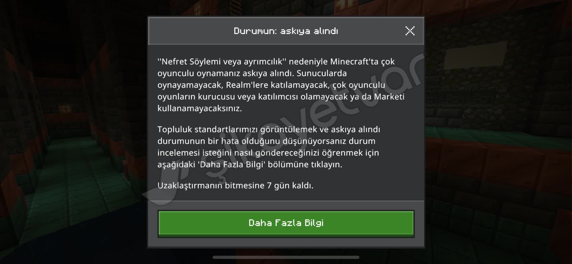 Minecraft Hizmetleri Minecraft Geçici Ban - Şikayetvar