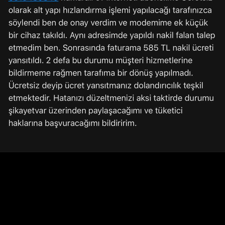 Vodafone Net'in Yanıltıcı Ücretlendirme Politikası