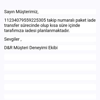 D&R Ve Kargomsende Siparişimi Teslim Edemedi