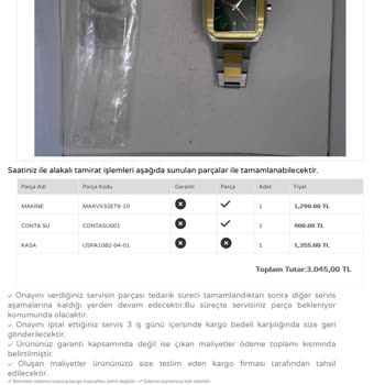 Saat & Saat Tamir Bakım Ücreti