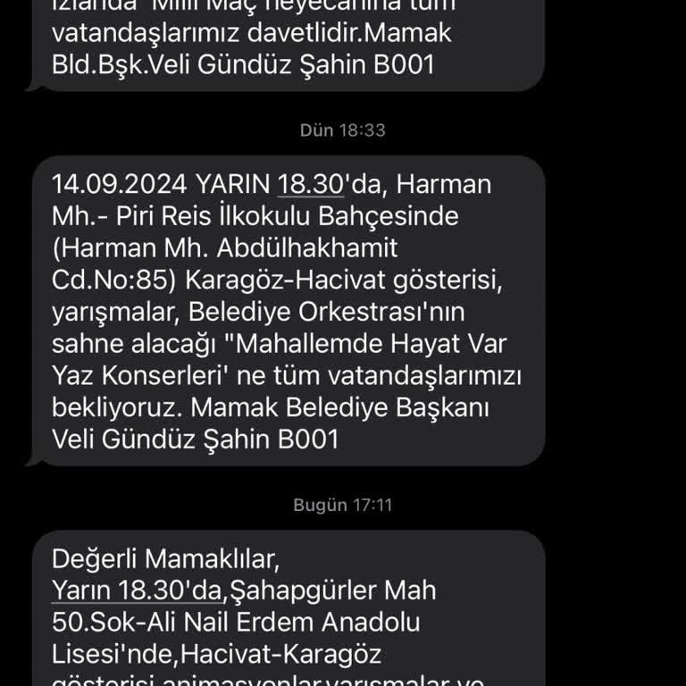 Mamak Belediyesinden Gelen SMS