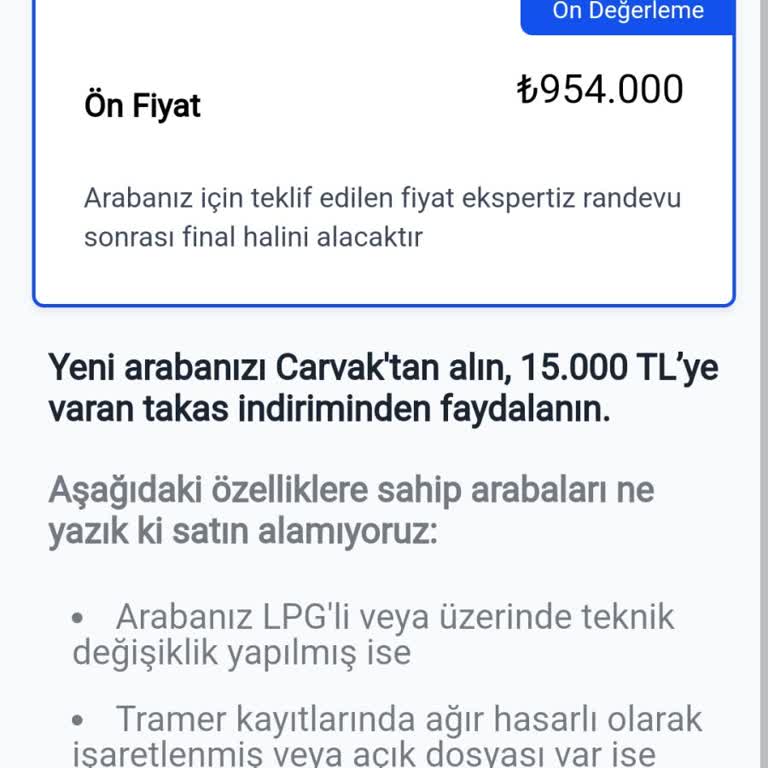 Carvak'a Araç Satma Hakkında