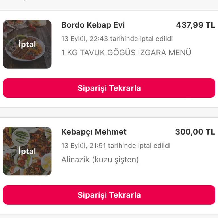 Yemek Sepeti Sipariş İptalleri