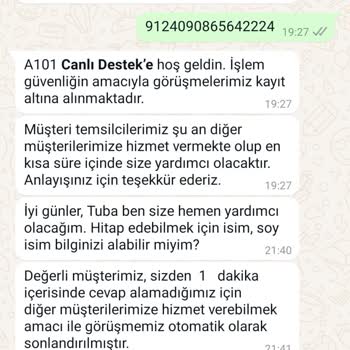 A101 Eksik Ürün İçin Kimseye Ulaşamıyorum.