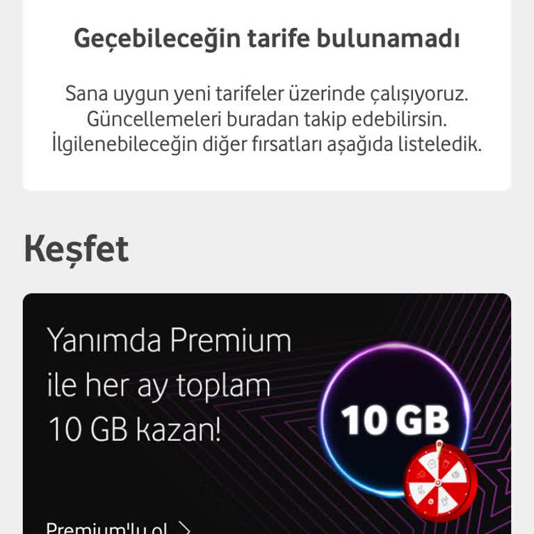 Vodafone Uygulamasında Tarifeler Görünmüyor