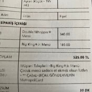 Yemeksepeti Hatalı Siparişi Değiştirmedi