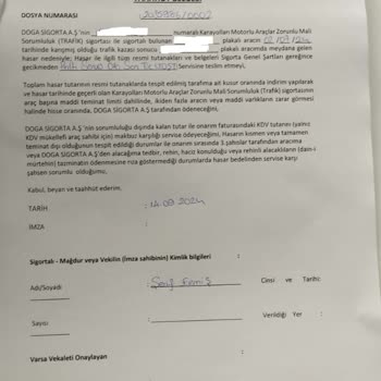 Doga Sigorta Hasar Tazminatı Ödemiyor