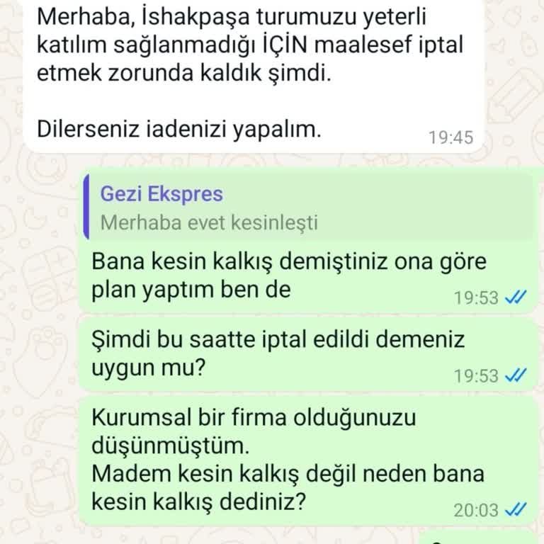 Gezi Ekspresi Kesin Kalkışlı Dedikleri Turu Hareket Saatine 10 Saat Kala İptal Eden