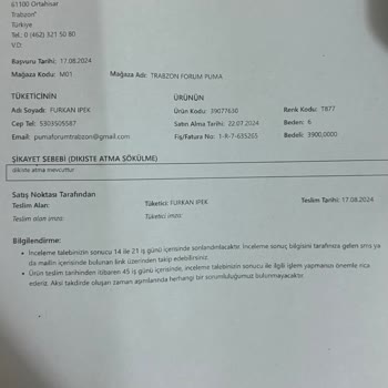 Forum/Trabzon Puma Ayıplı Ürün