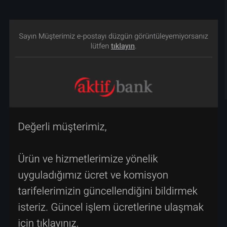 Müşterisi Olmadığım Aktif Bank Mail Attı