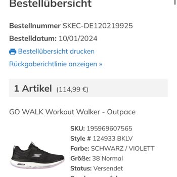 Problema de Cambio de Talla con Skechers Go Walk Workout