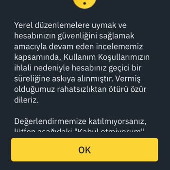Binance cuenta en revisión por retiro duplicado