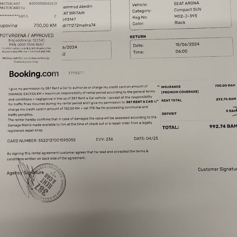 Booking.com 387 Rent A Car - Bosnia - Prácticas Comerciales Fraudulentas
