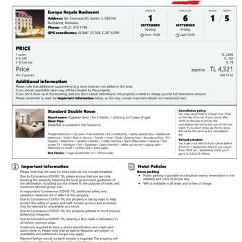 Problema con la reserva de Europa Royale Bucharest en Booking.com