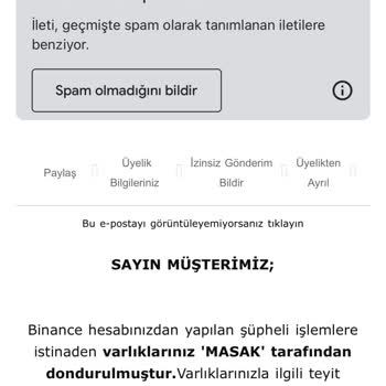 Recibí correos sospechosos de SunExpress sobre mis activos de Binance