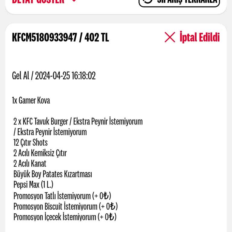 Retraso en el reembolso de KFC tras cancelación de pedido