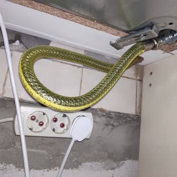 Instalación de la estufa Hoover con manguera de gas incorrecta