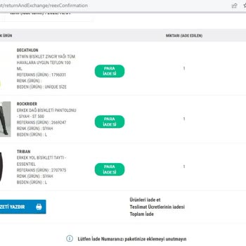 Decathlon Turquía no publicó mi reseña negativa