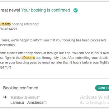 eDreams no permite actualizaciones de reserva