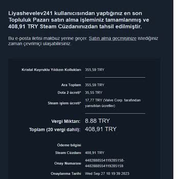 Transacción no autorizada en Steam: 400₺ deducidos sin mi confirmación