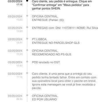 SHEIN Paquete Perdido (61535172316244) y GLS Poco Confiable