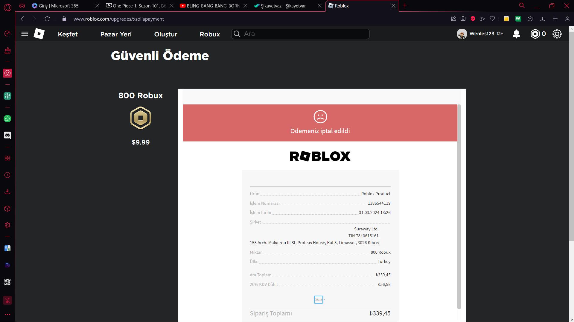 Error Screen Fake Robux Error de Pago Cancelado al Comprar Robux en Roblox - Xolvie