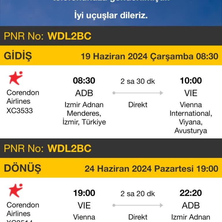 Corendon Airlines cambió mi vuelo de Viena a Izmir sin aviso