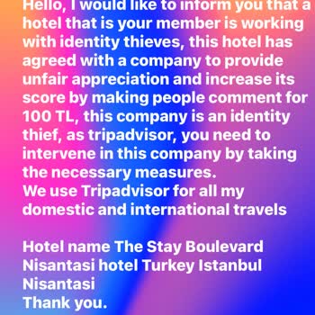 Tripadvisor: Reseñas Falsas del Hotel The Stay Boulevard Nisantasi