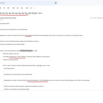 XM Global no me reembolsa el dinero, mis correos no tienen respuesta
