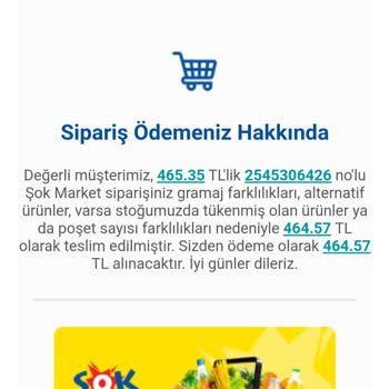 Cepte Şok Market Eksik Ürün Eksik Para İadesi Yeter...